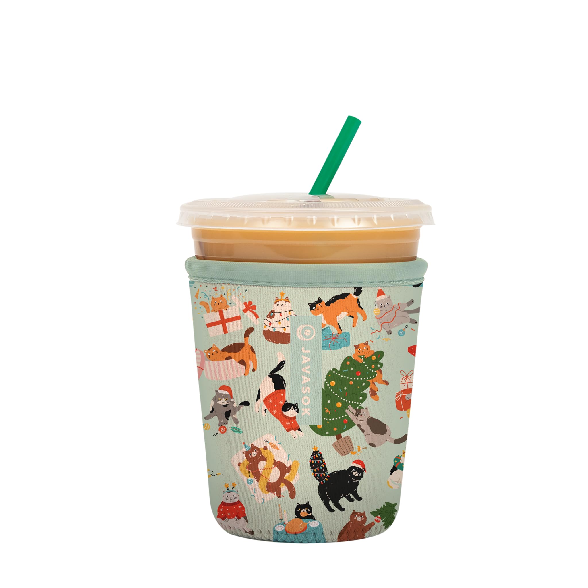Sok It JavaSok iced coffee sleeve keeps drinks cold and hands dry for Meowy Mayhem.