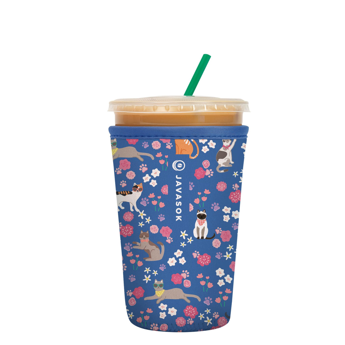 Sok It JavaSok insulated neoprene sleeve on a cup keeps beverages cold longer.