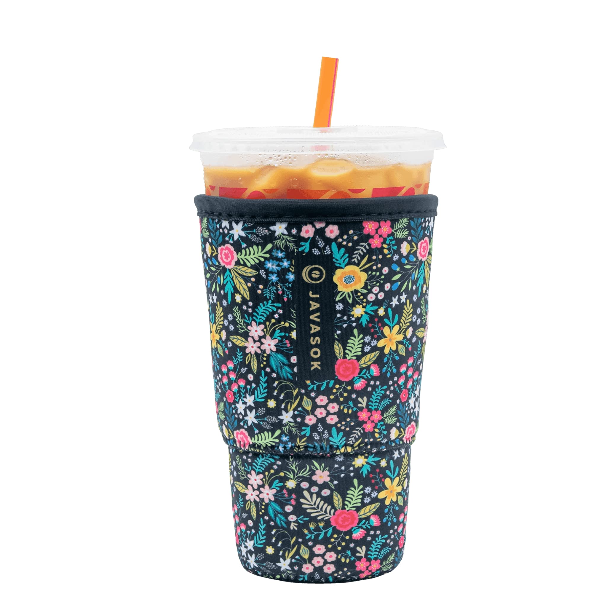 Sok It JavaSok iced coffee sleeve on hand keeps drink cold and fingers comfy