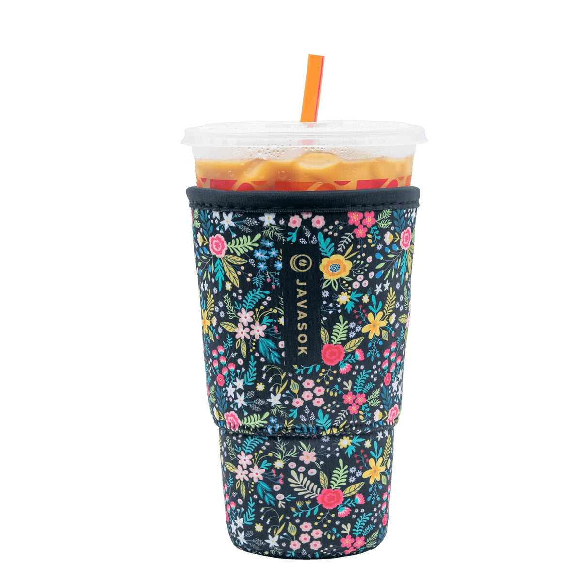 Sok It JavaSok iced coffee sleeve on hand keeps drink cold and fingers comfy