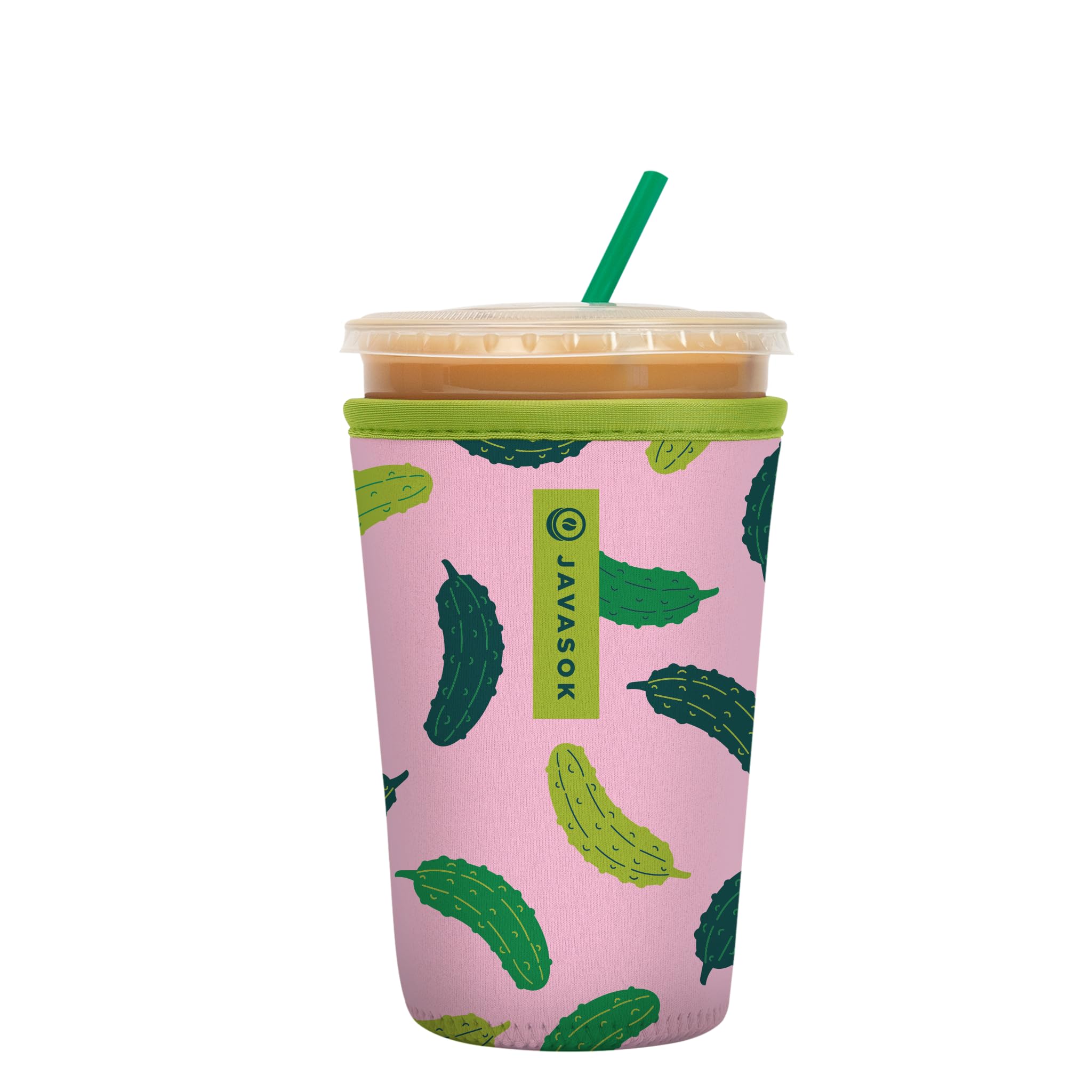 Sok It JavaSok iced coffee sleeve in Pickle Me Pink keeps drinks cold and easy to hold.