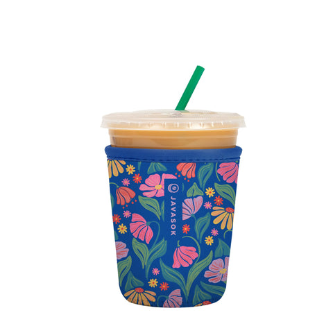 Sok It JavaSok iced coffee sleeve close-up showing reinforced stitching for durability