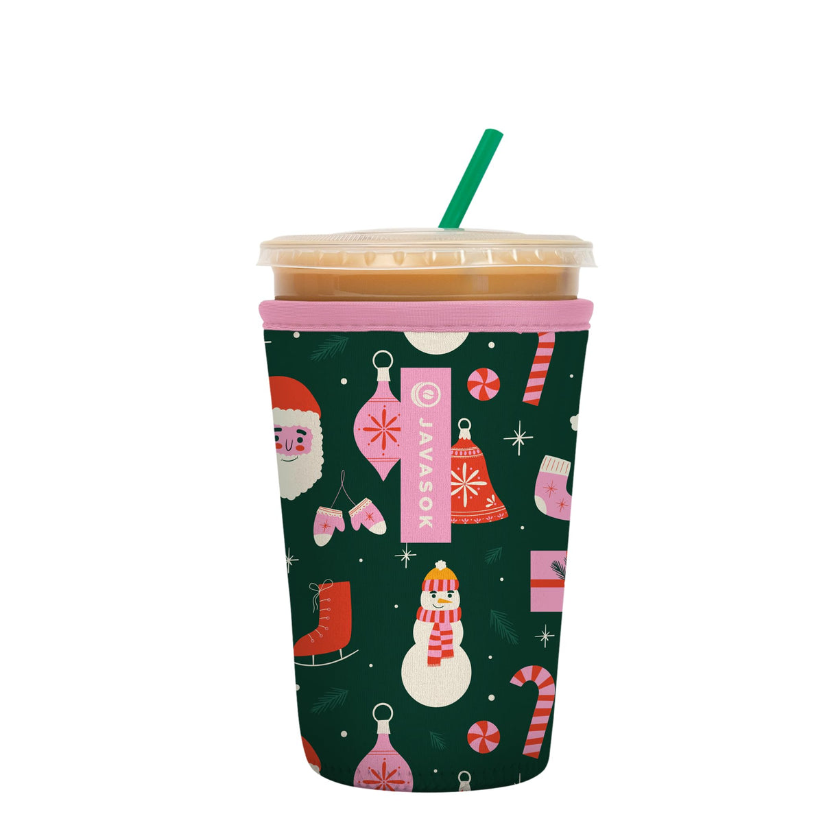 Sok It Javasok iced coffee sleeve on glass, insulation for cold drinks
