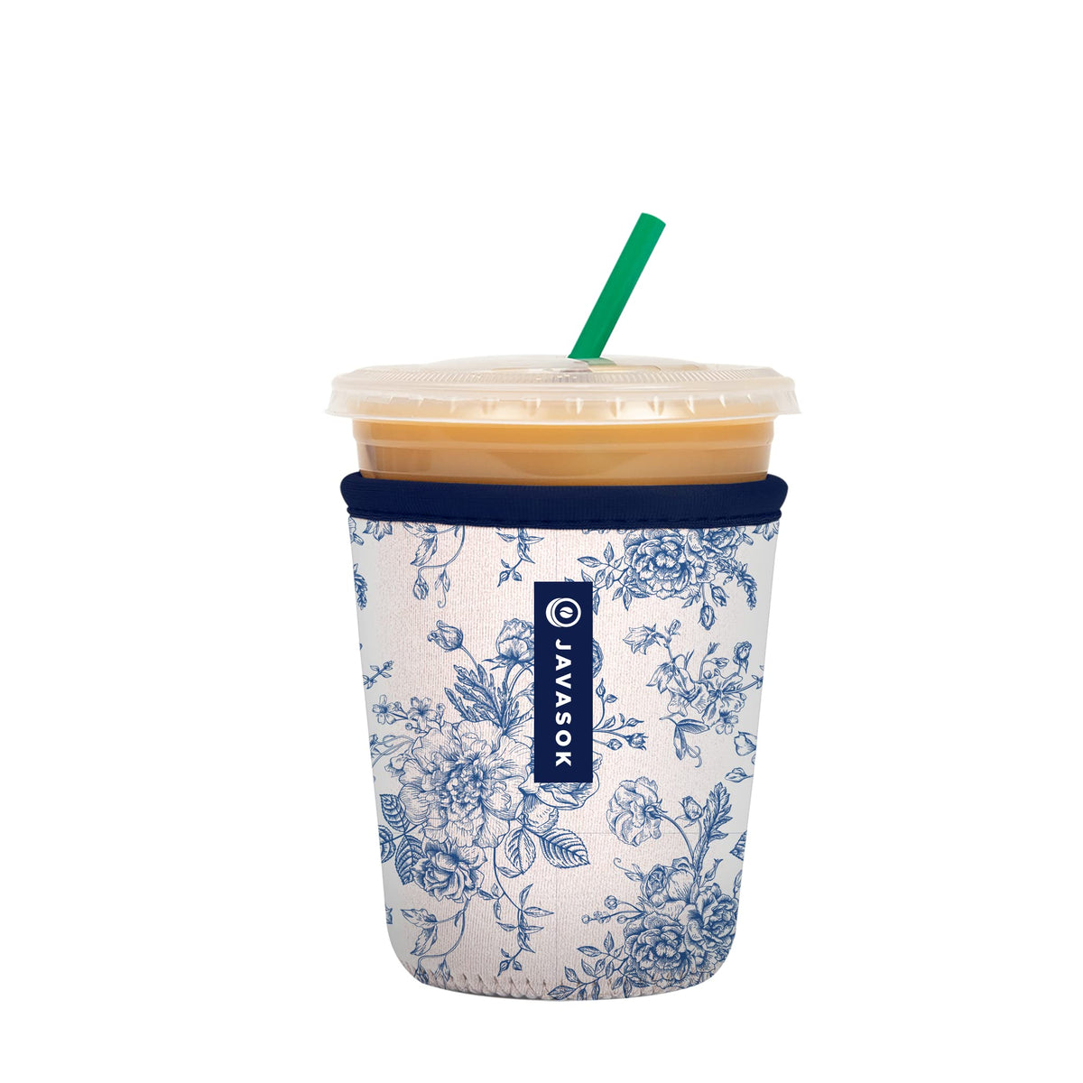 Sok It JavaSok insulated neoprene sleeve on iced coffee, keeping it cold and comfortable