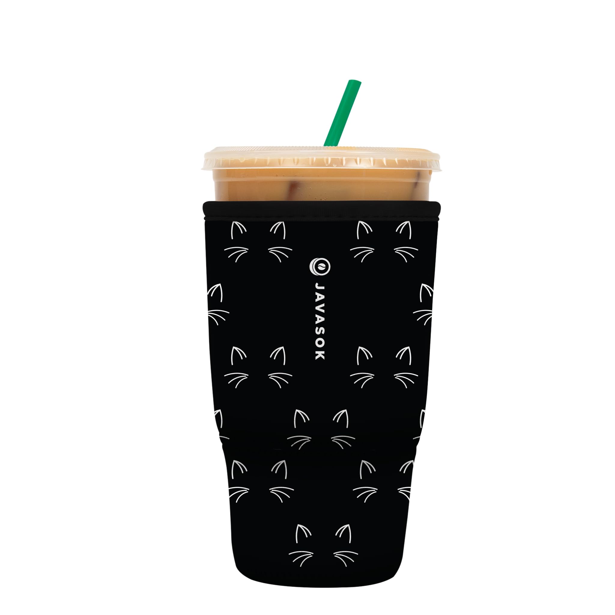 Sok It JavaSok Mystical Meows 30-32oz sleeve on cup keeps drinks cold and hands dry.