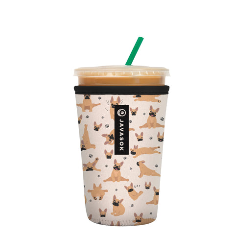 Sok It JavaSok Pardon My Frenchie front view sleeve keeps beverages cold on the go.