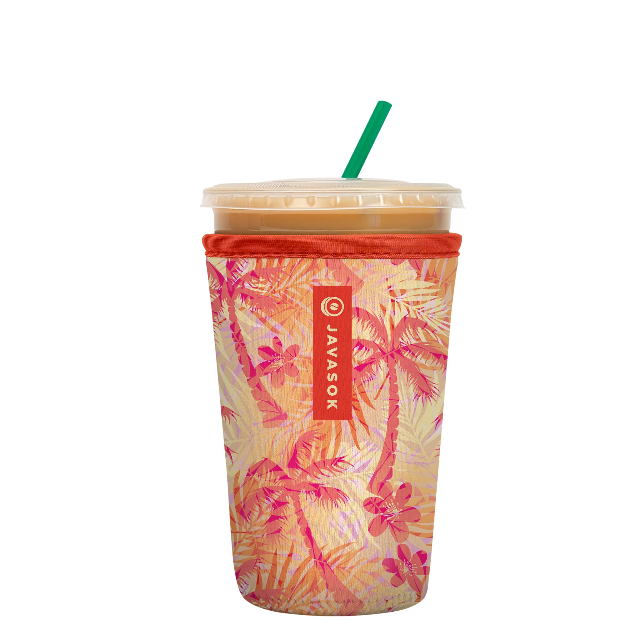 Sok It JavaSok Tropical Dream sleeve on a cup keeps drinks cold and hands dry.