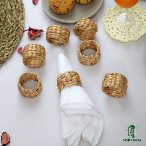 SOKFARM water hyacinth ring set complements holiday tables with natural texture.