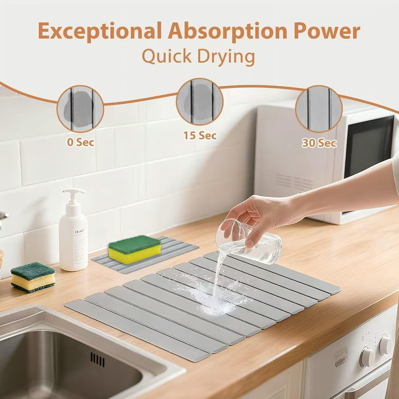 SOKINCLR foldable drying mat folds compactly for easy storage after use.