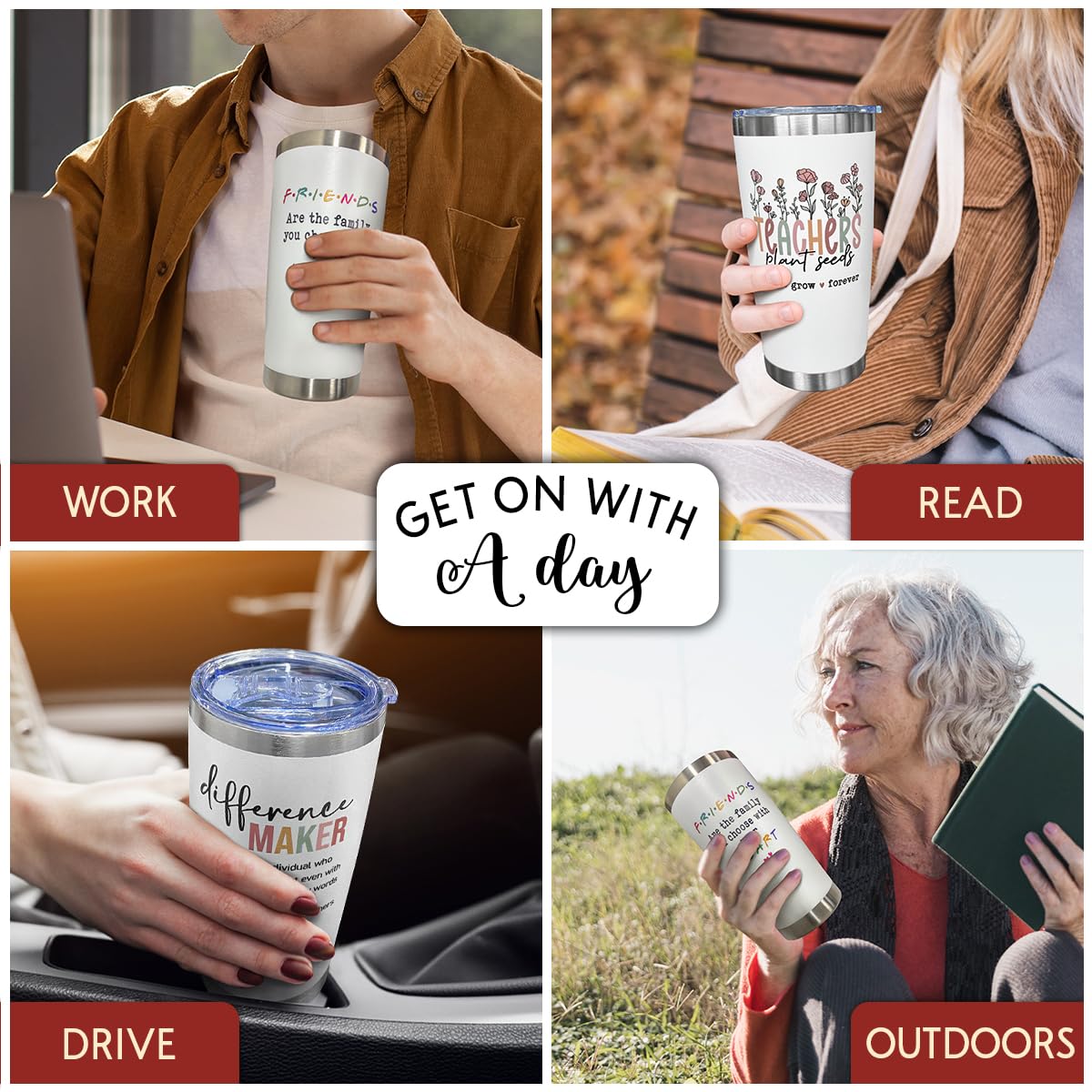 SOL VIBES tumbler held in hand, comfortable grip for on-the-go use.