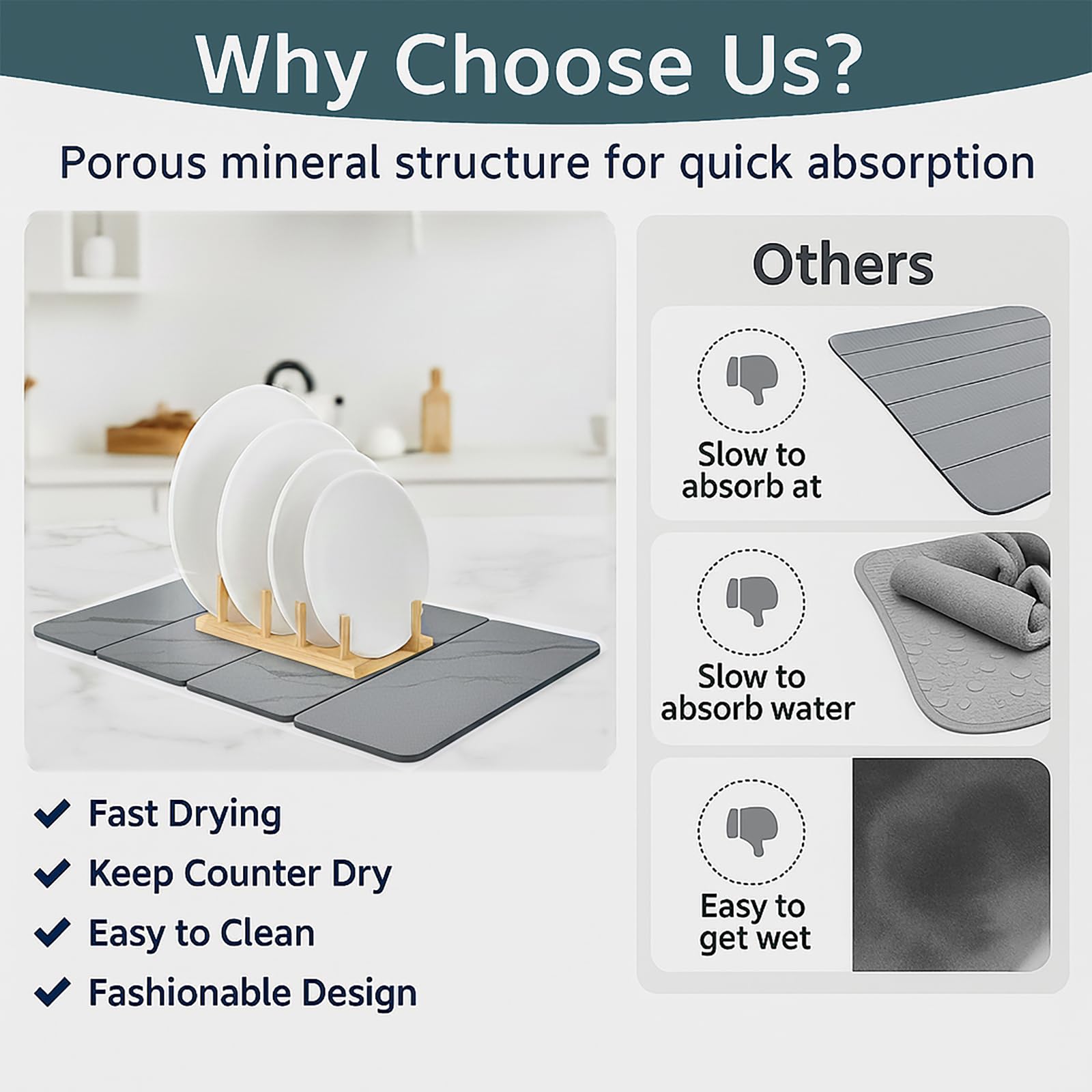 Solavelle gray marble-pattern finish on the surface, a heat-resistant pad for pots and pans.