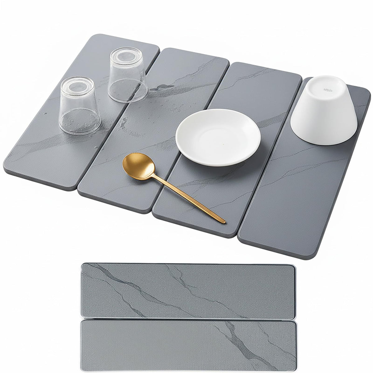 Solavelle Large Stone Drying Mat Gray Foldable, high absorbency for heavy pots and quick drying.