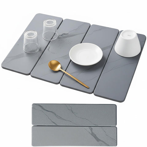 Solavelle Large Stone Drying Mat Gray Foldable, high absorbency for heavy pots and quick drying.