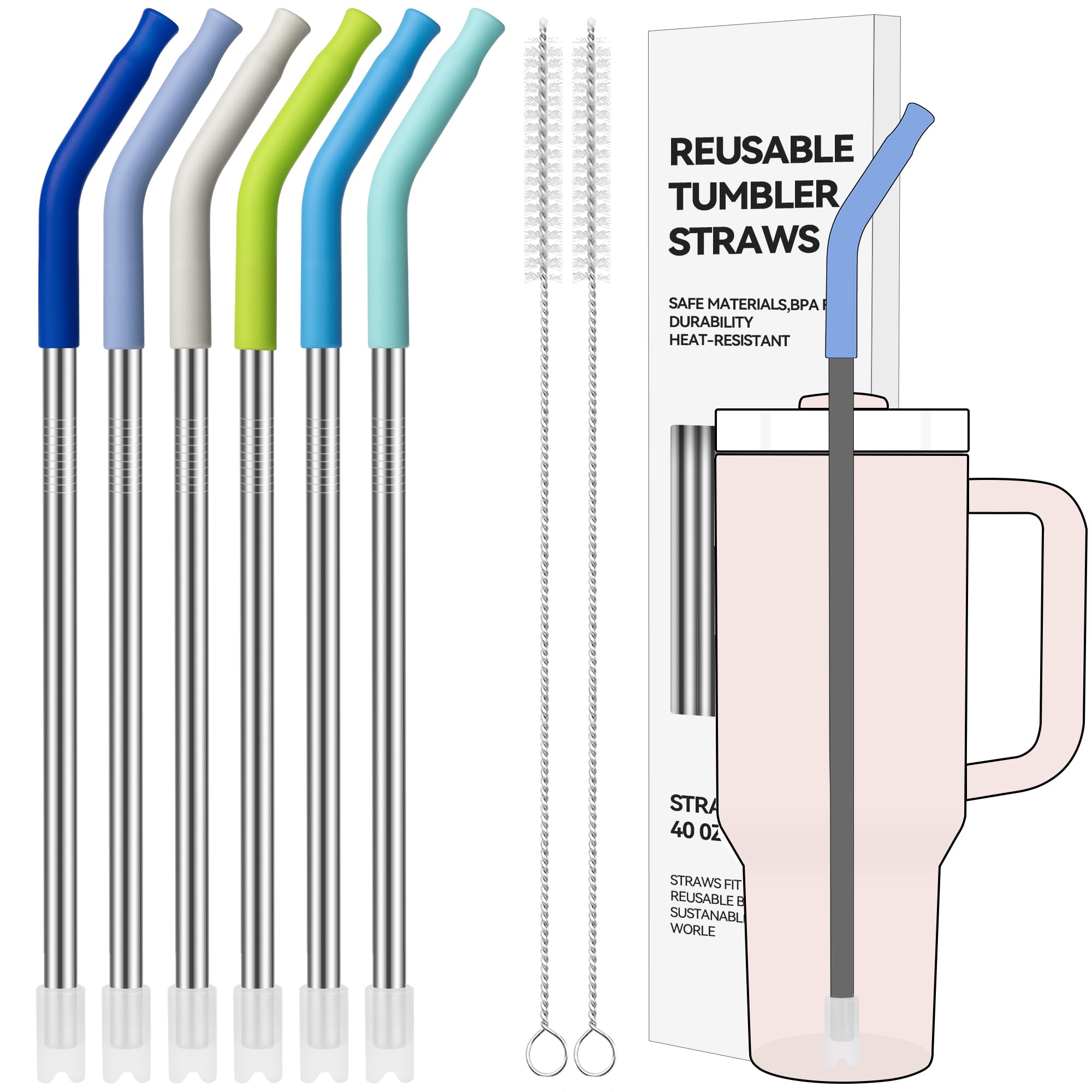 Soledea straight straw for 40 oz Stanley tumbler with silicone tip for a comfortable sip