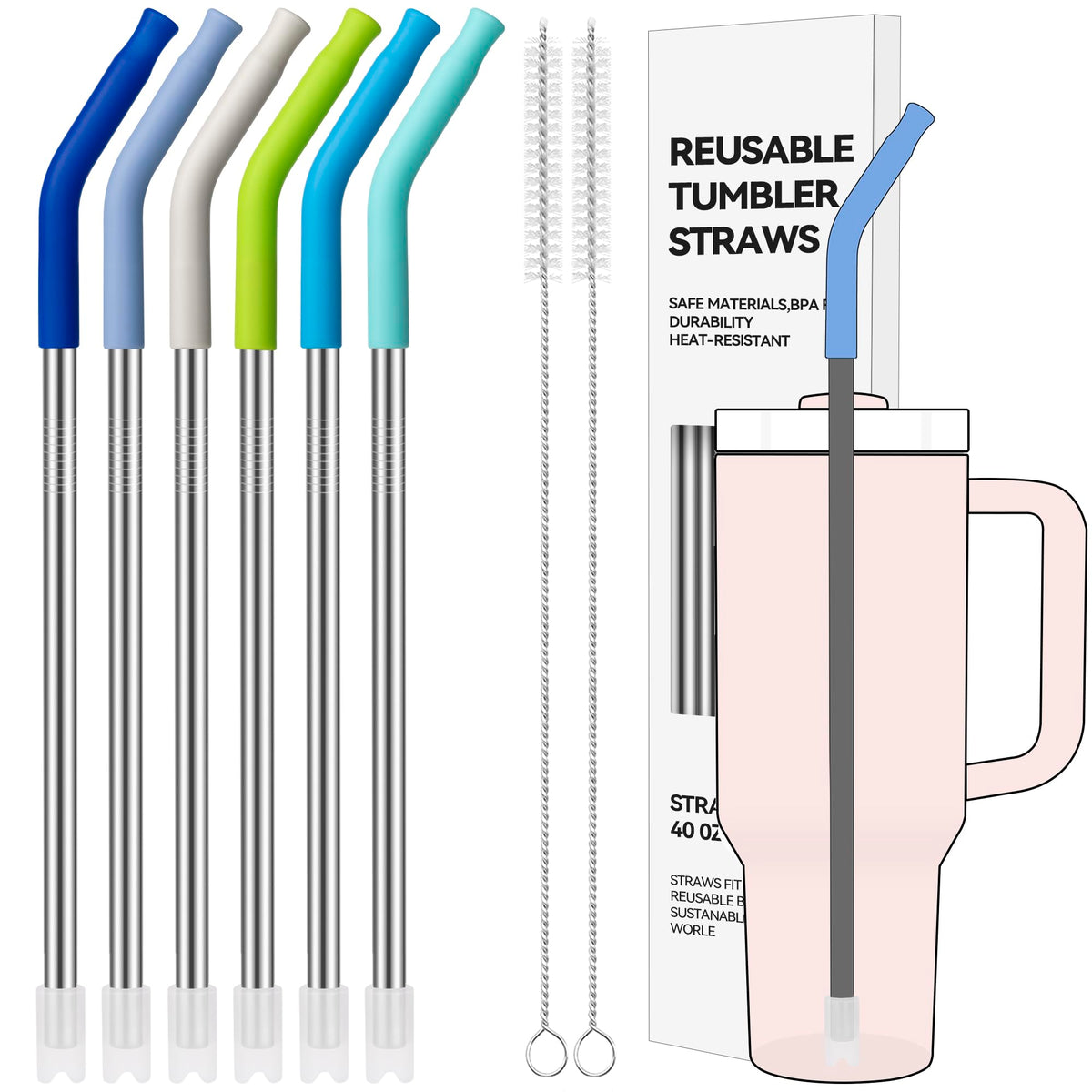 Soledea straight straw for 40 oz Stanley tumbler with silicone tip for a comfortable sip