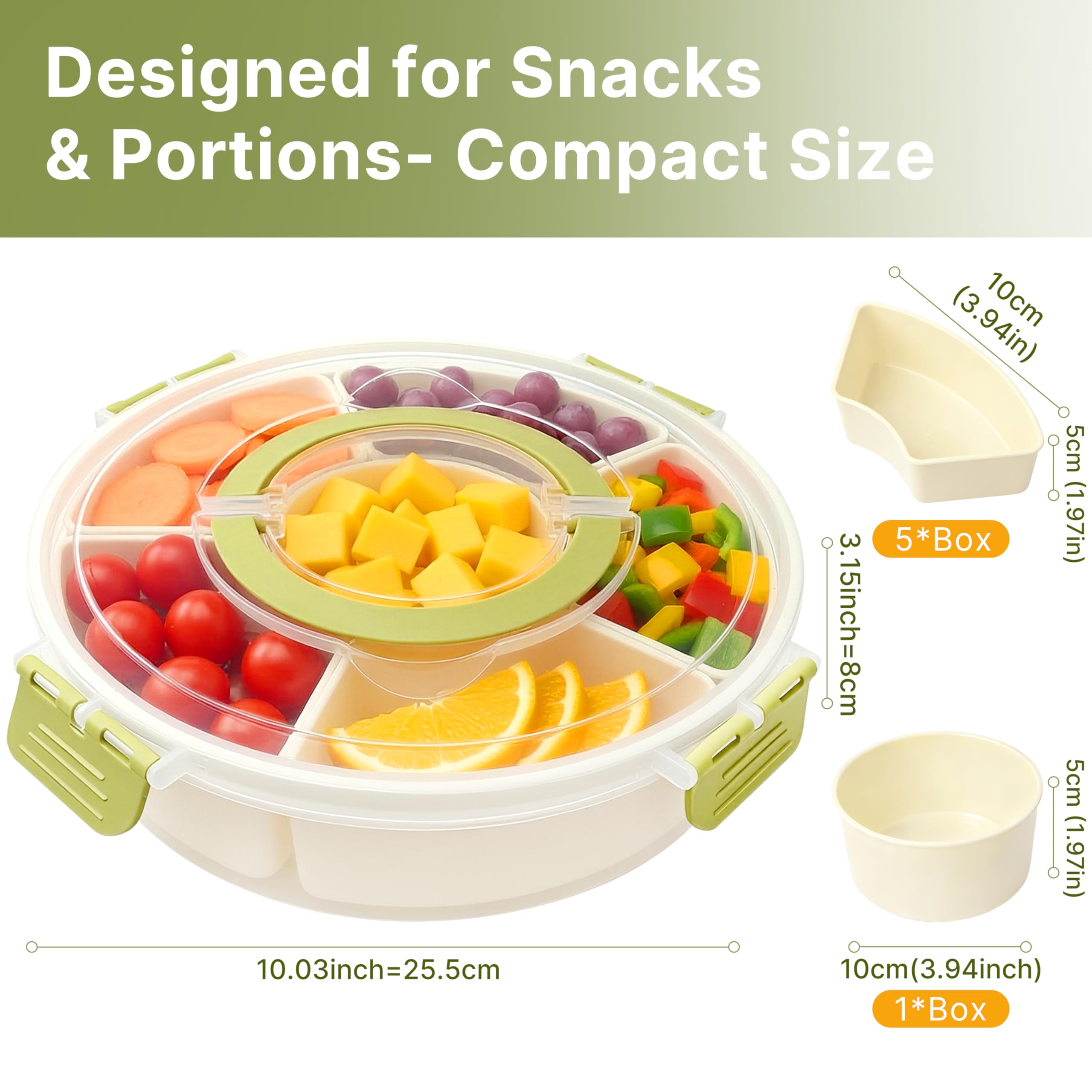 Solevi six-section tray with removable dividers for neat fruit, nuts, or snacks