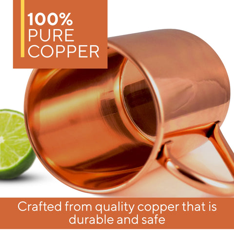 Durable riveted-handle detail on Solid Copper Moscow Mule Mug in use