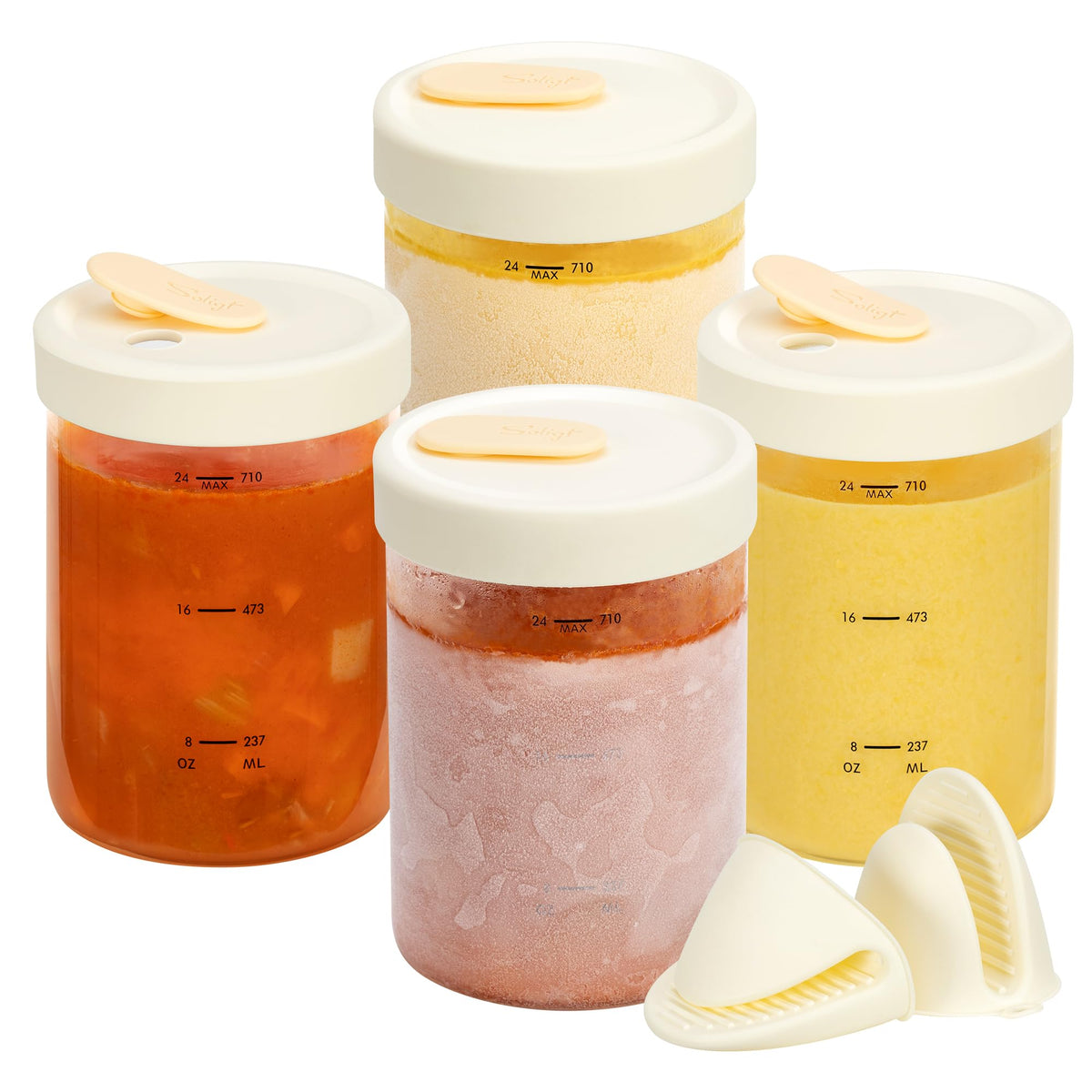 SOLIGT 4-pack soup containers with vented lids for meal prep and mess-free storage