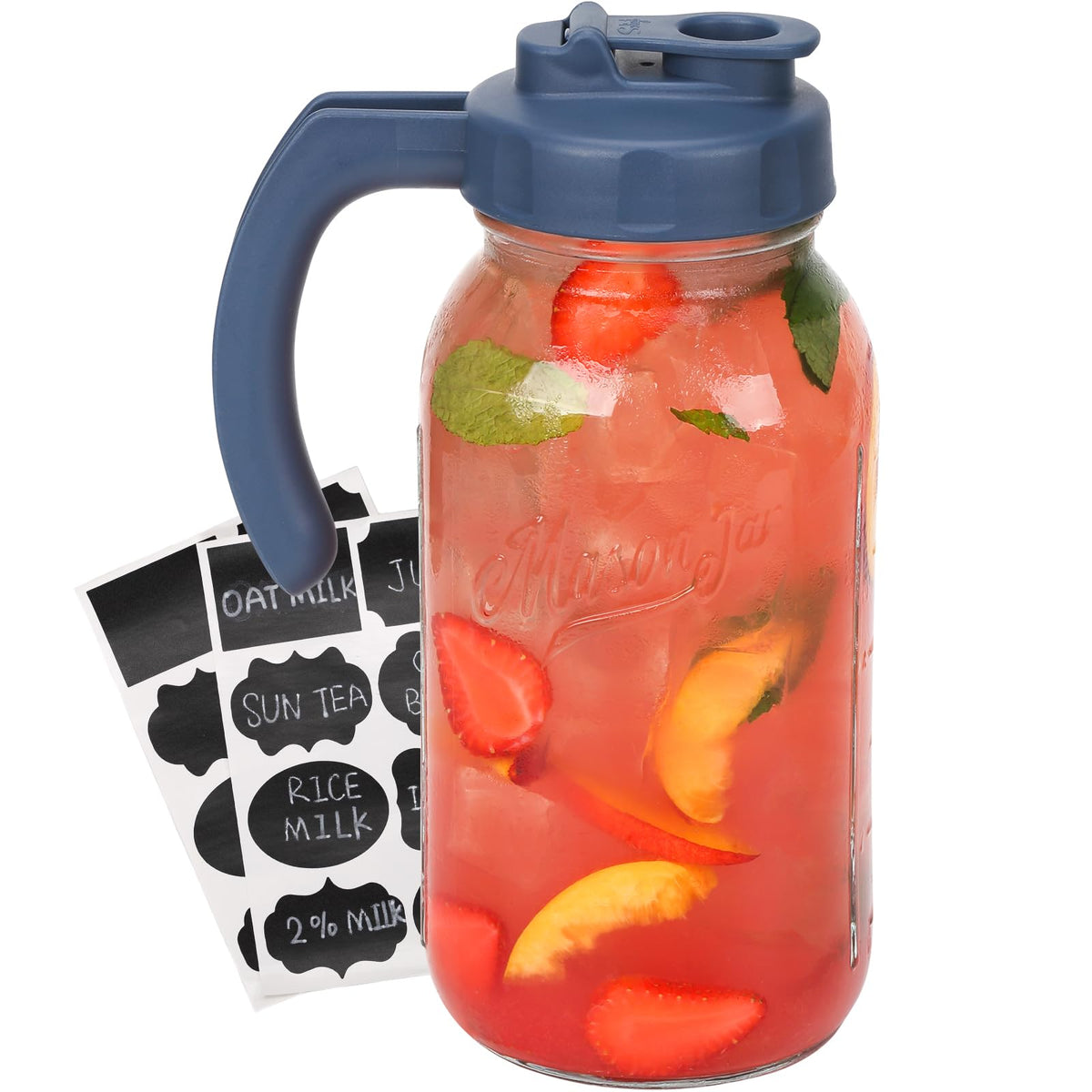 Soligt 64 oz glass mason jar pitcher with lid for cold beverages.