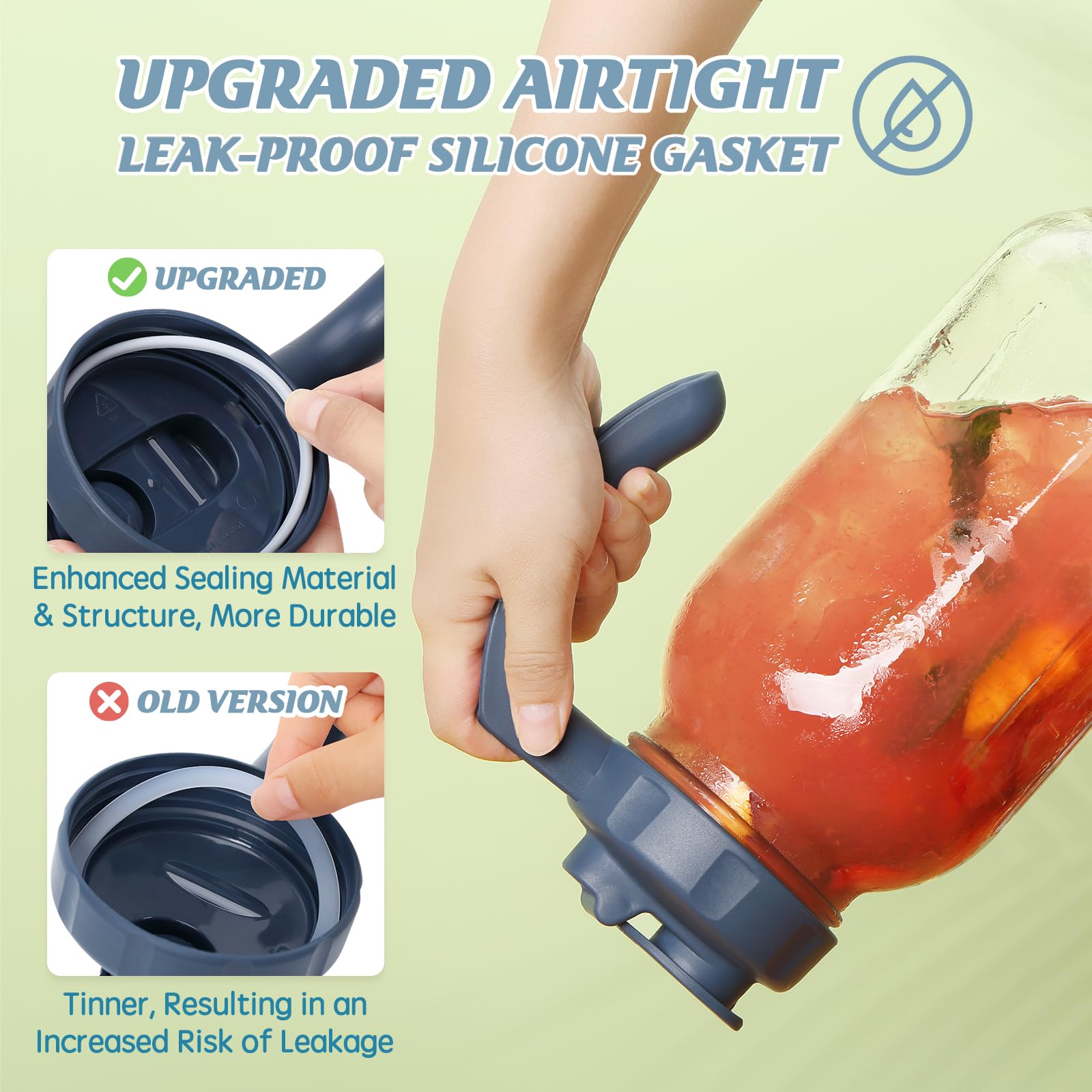 Soligt airtight gasket seals securely to keep drinks fresh.