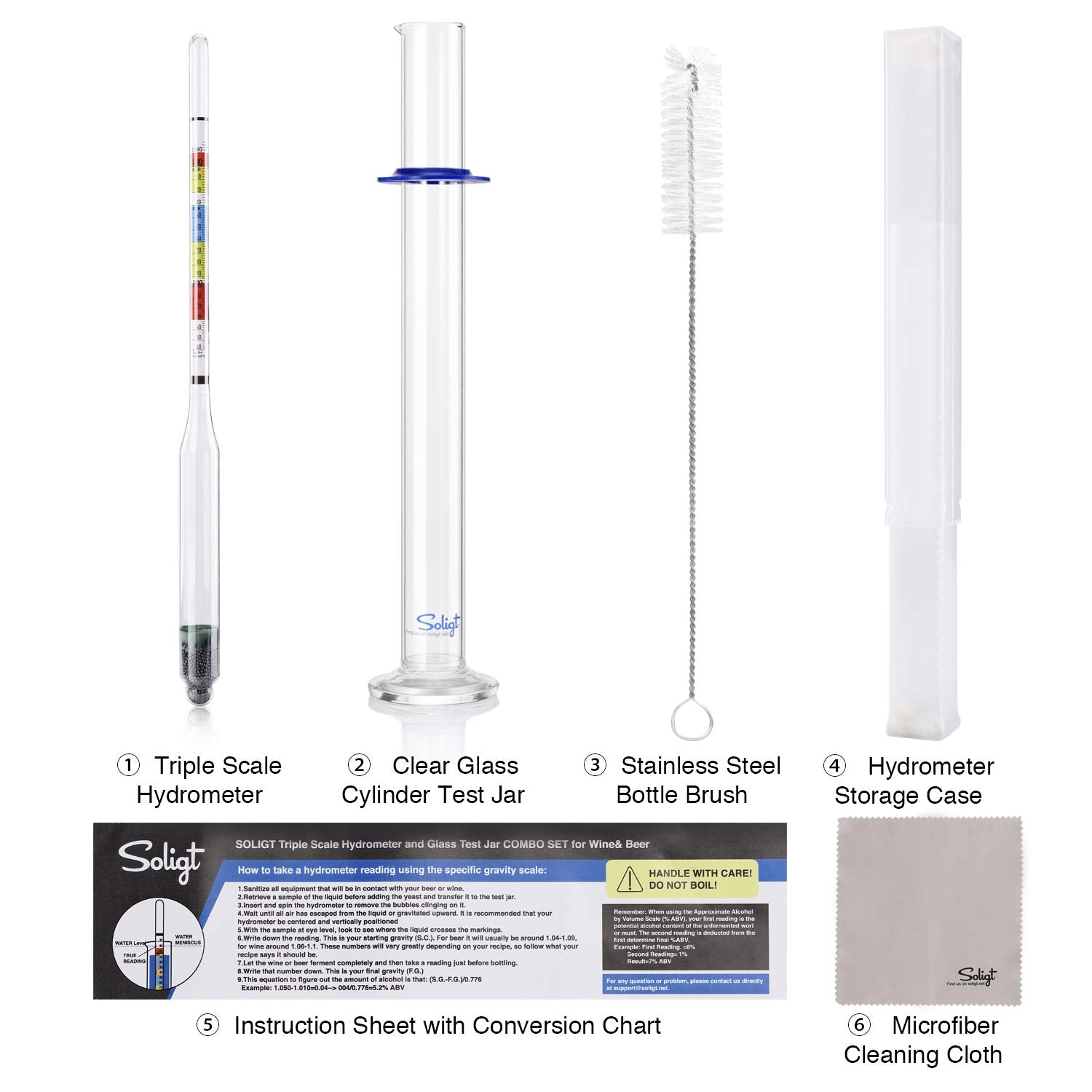 SOLIGT clear glass test jar shows precise readings from small samples
