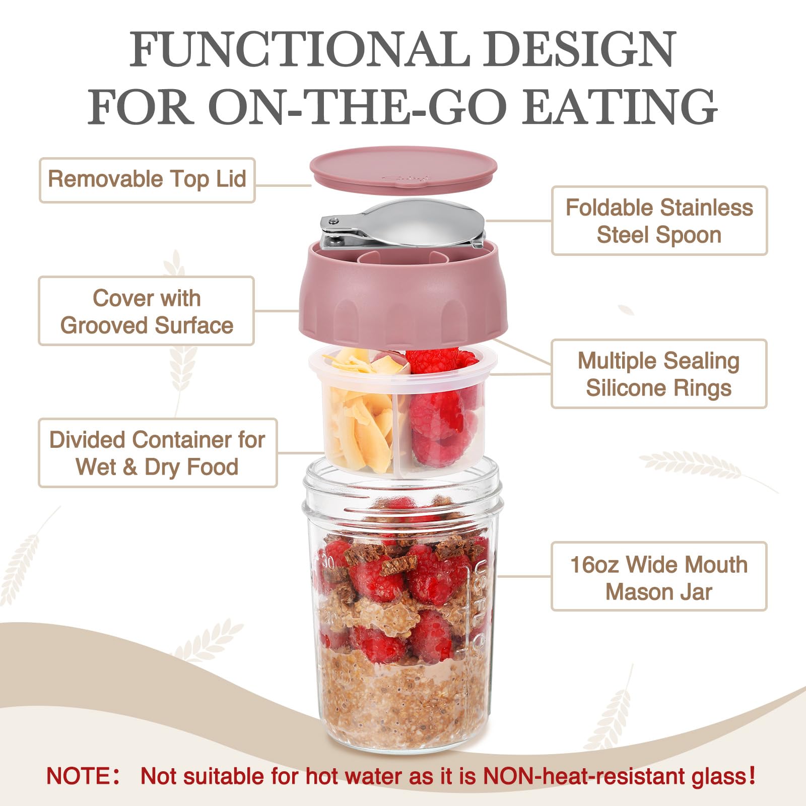 SOLIGT divided compartments keep fruits and nuts separate for fresher parfaits