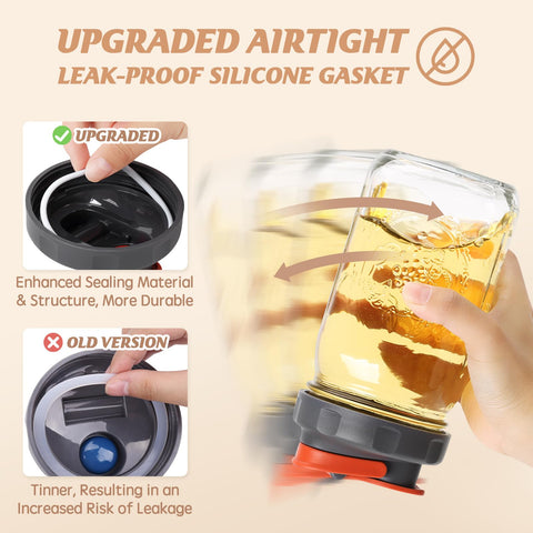 Soligt pour-spout lid demonstrates smooth pouring from jars.