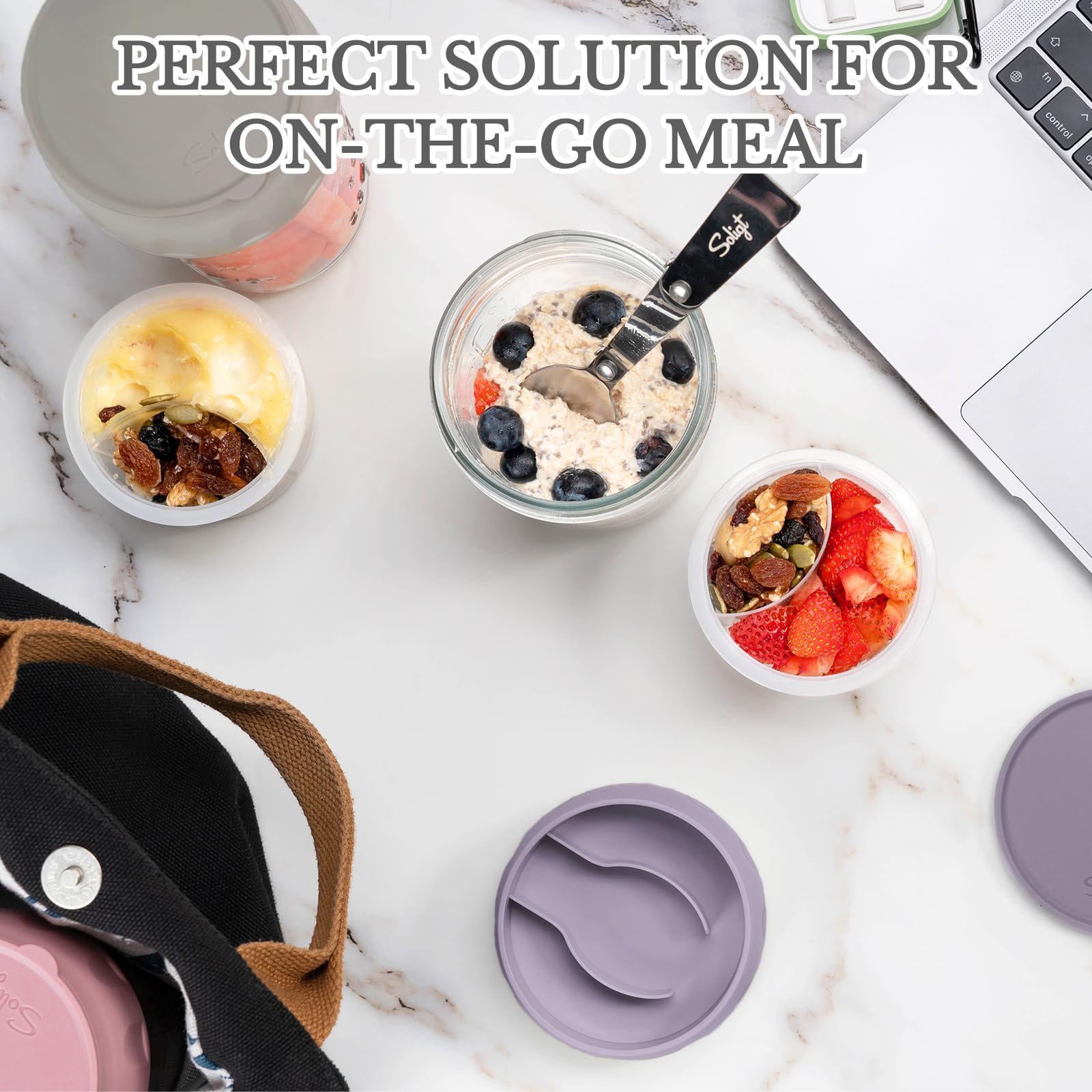 SOLIGT parfait-ready set doubles as yogurt, salad, or snack storage.