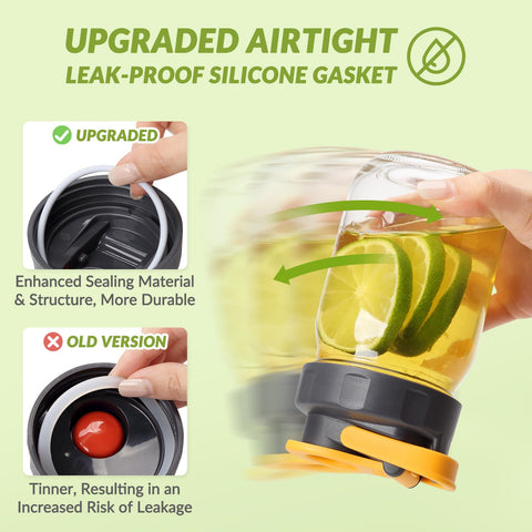 SOLIGT yellow regular-mouth mason lid with pour spout for storage and retrieval