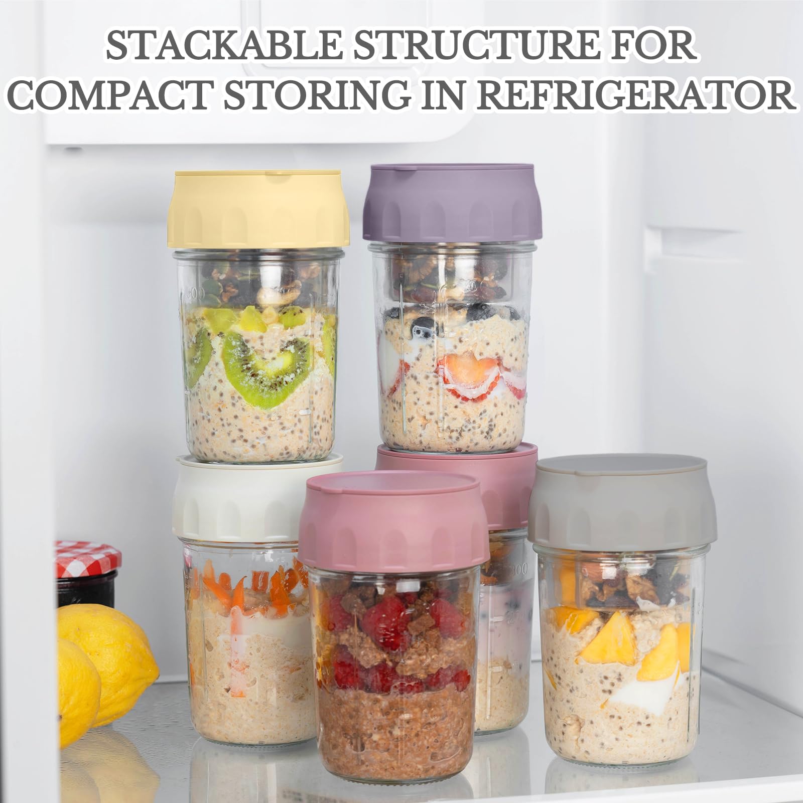 SOLIGT stackable design saves fridge space and eases transport to work or gym.