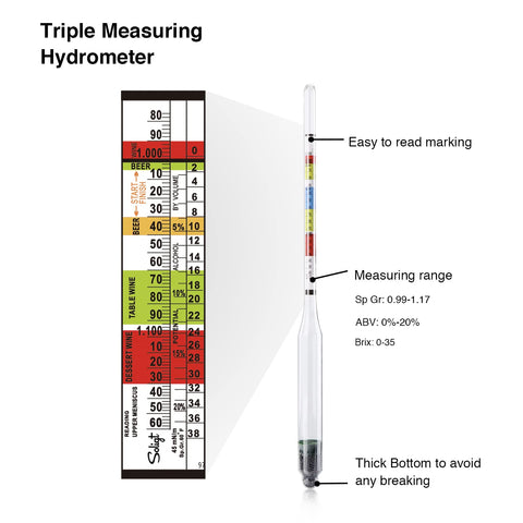 SOLIGT stainless steel bottle brush cleans hydrometer and jar safely