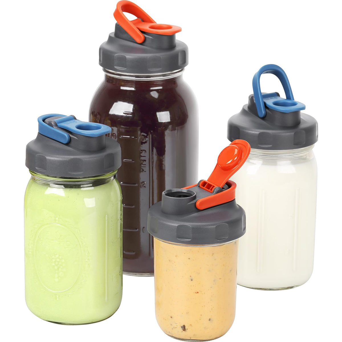 Soligt wide-mouth blue lid pack for easy drinking from jars.