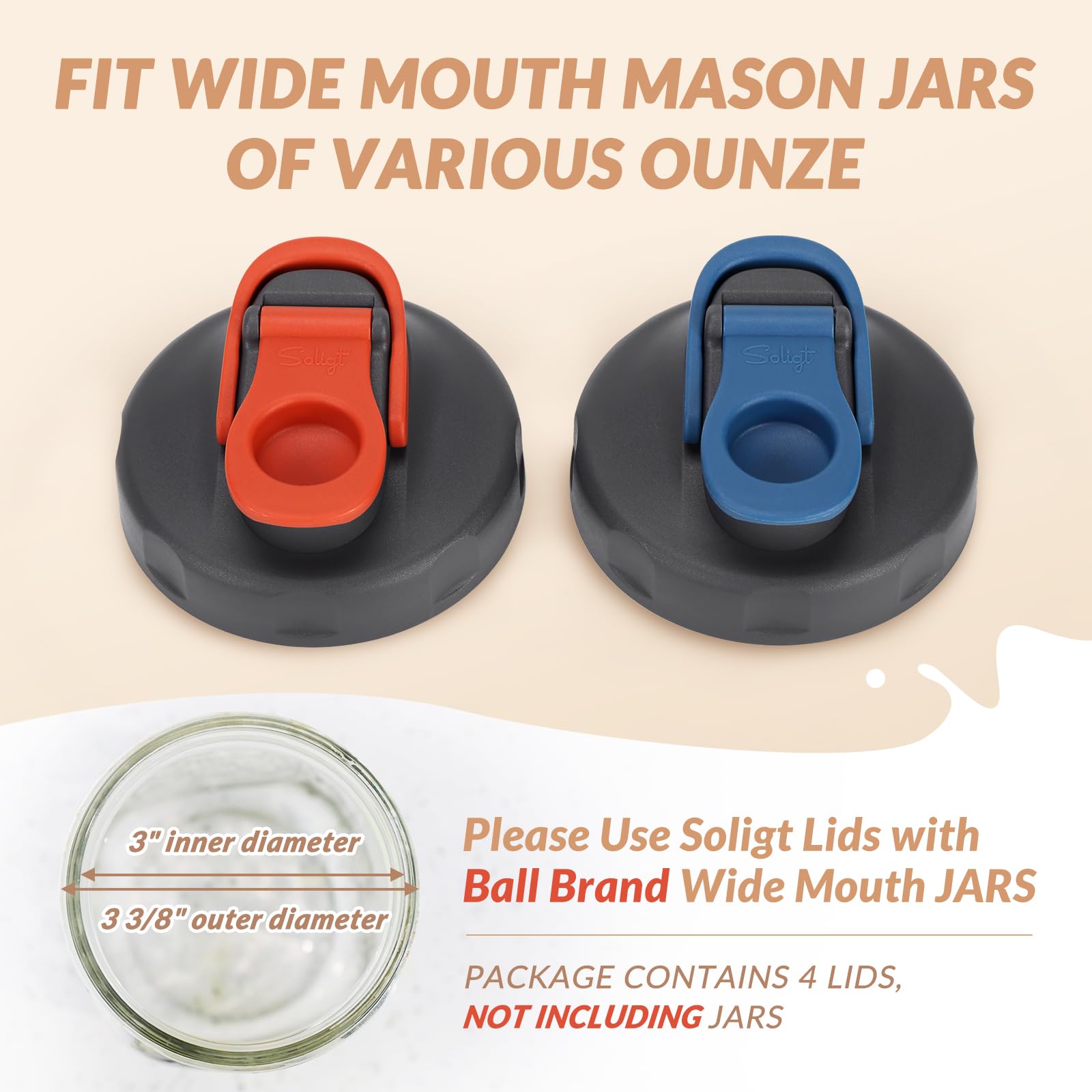 Soligt red lid pack for secure pouring and storage.