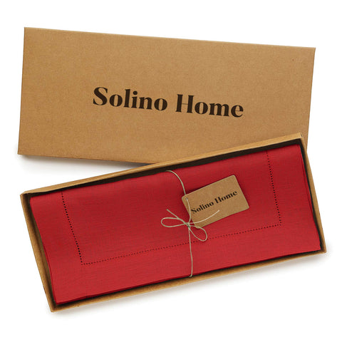 Solino Home red runner folded display highlights size and drape