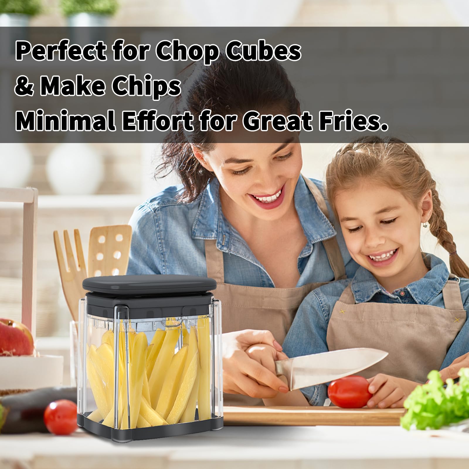 Solucky fries prepared for air frying with consistent sizing
