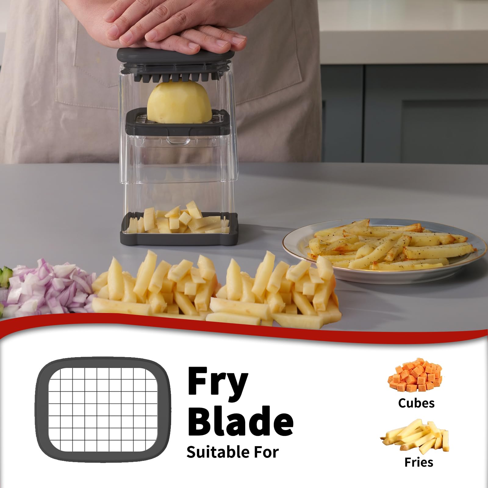 Solucky storage container catching juices and scraps during chopping