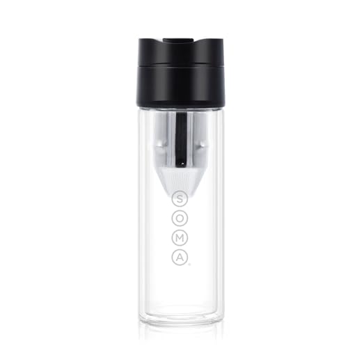 Soma brew bottle with flip-top lid for leak-proof, smooth pours.