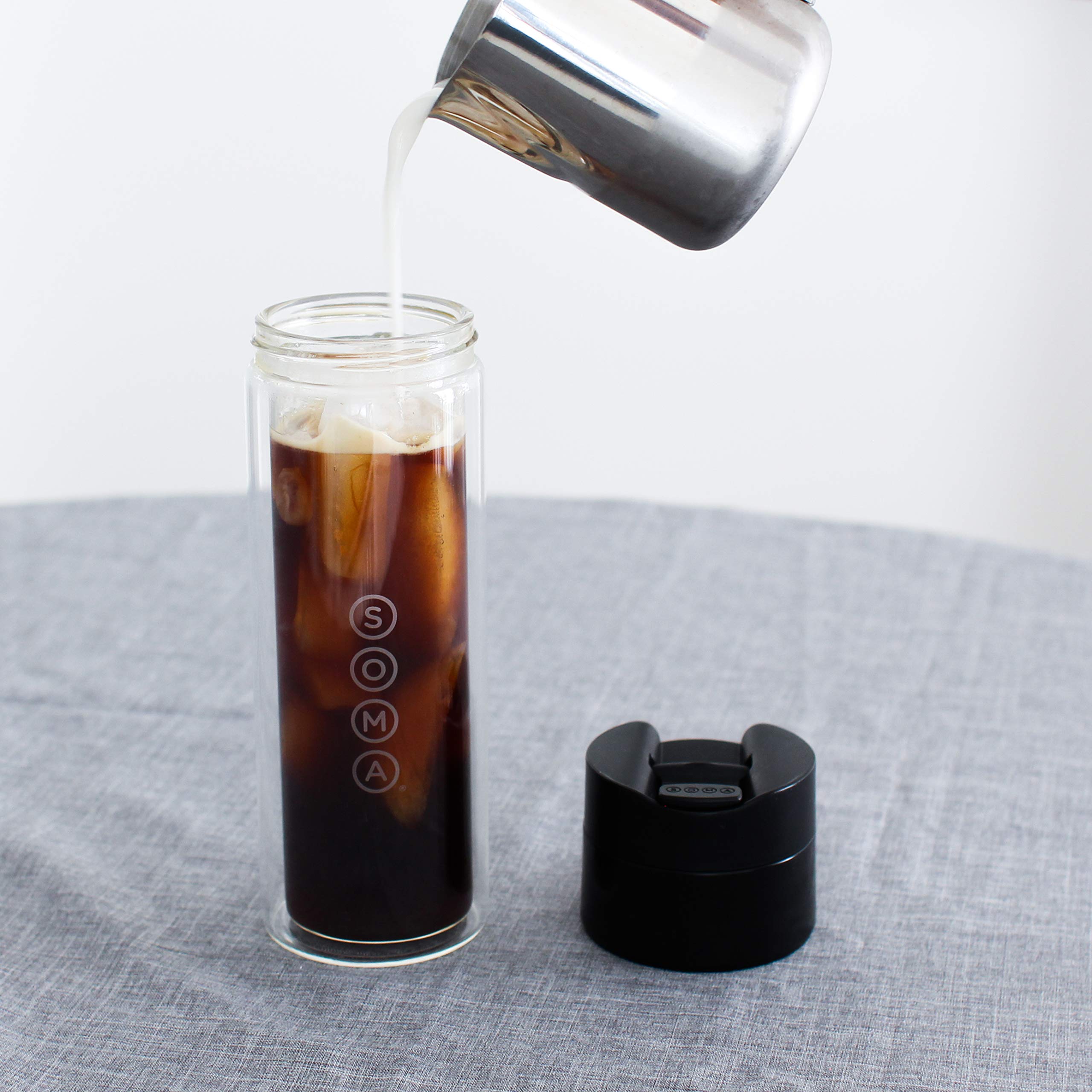 Soma leak-proof flip-top cap provides reliable flow and spill resistance.