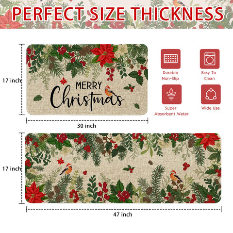 Sonalied Christmas botanical design mat enhances seasonal ambience indoors.