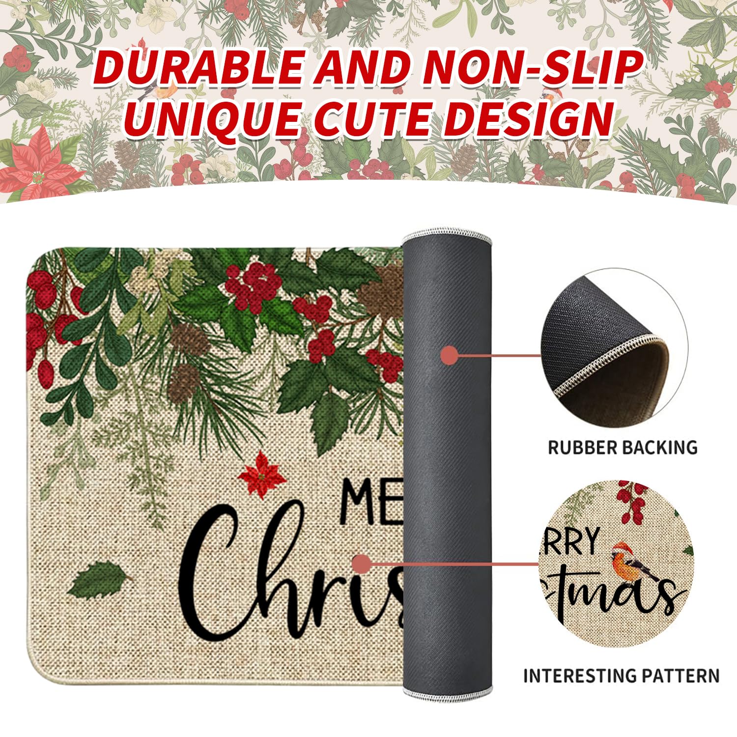 Sonalied Washable Christmas rug cleans easily after gatherings.