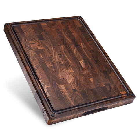 Sonder Los Angeles Alfred end grain cutting board shows knife-friendly surface.