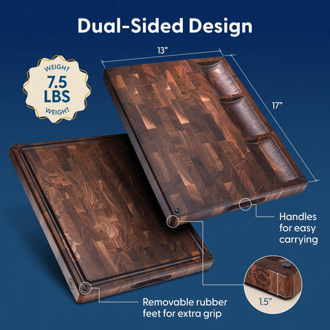 Sonder Los Angeles Alfred walnut board with juice groove keeps counters clean.