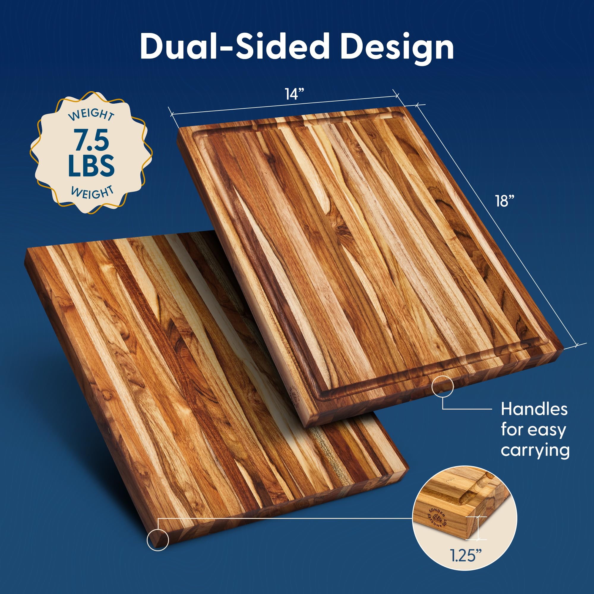 Sonder Los Angeles Laurel teak cutting board showcases premium durability and water resistance.