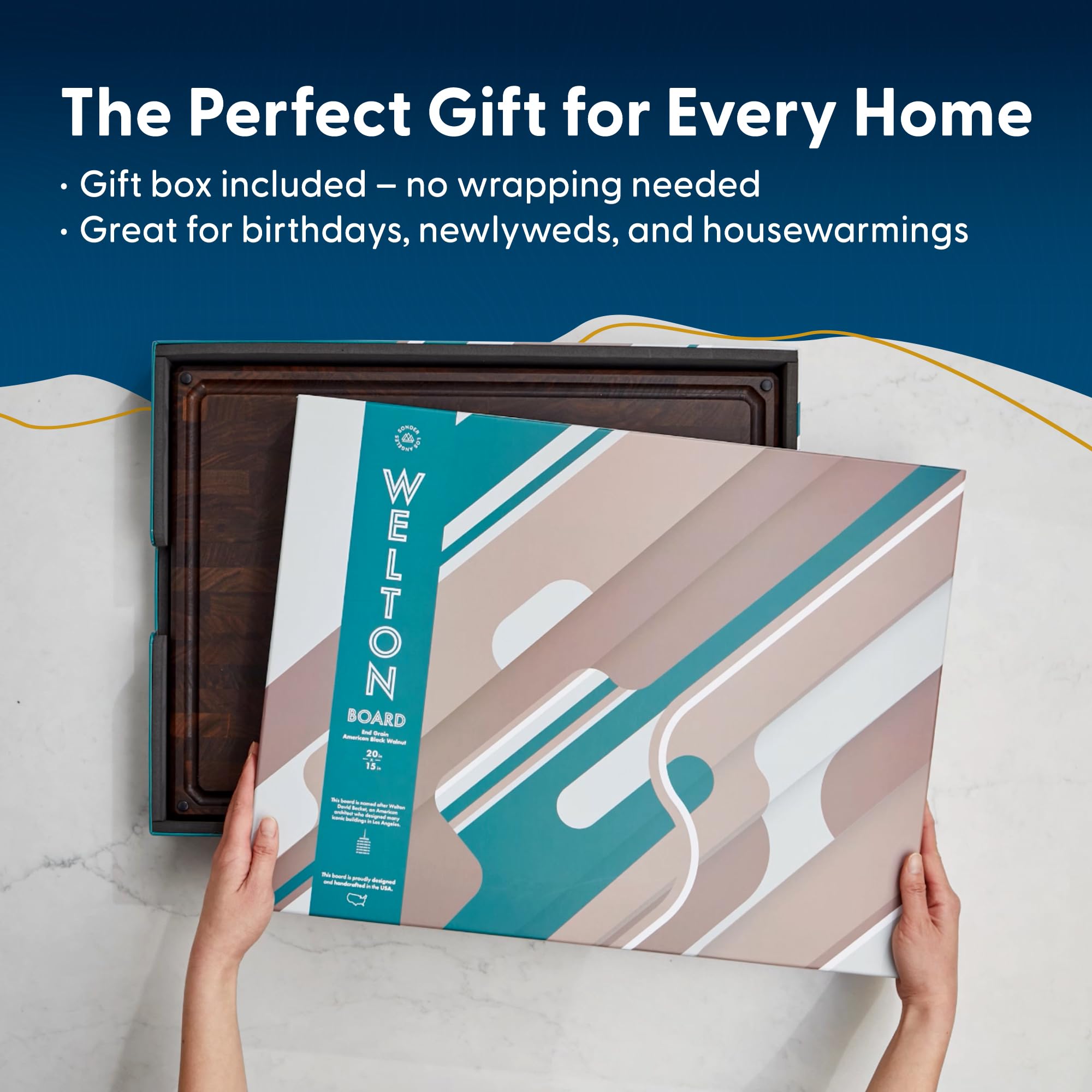 Durable Welton board emphasizes knife-friendly performance and aesthetic appeal.