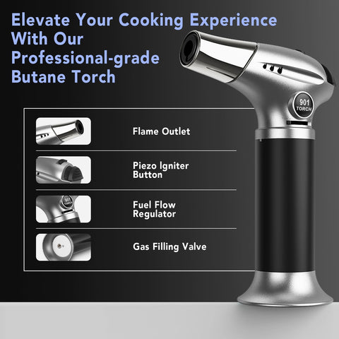 Sondiko Creme Brulee Torch safety lock ensures safer ignition.