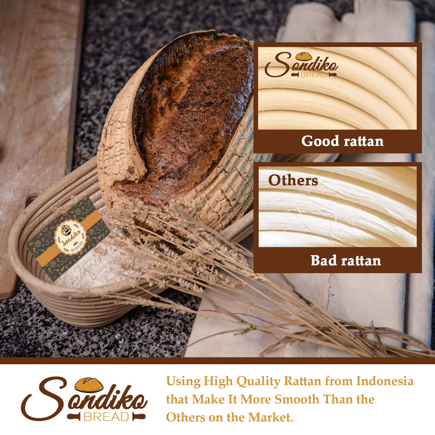 Sondiko oval banneton holds up to 1.5 pounds of dough
