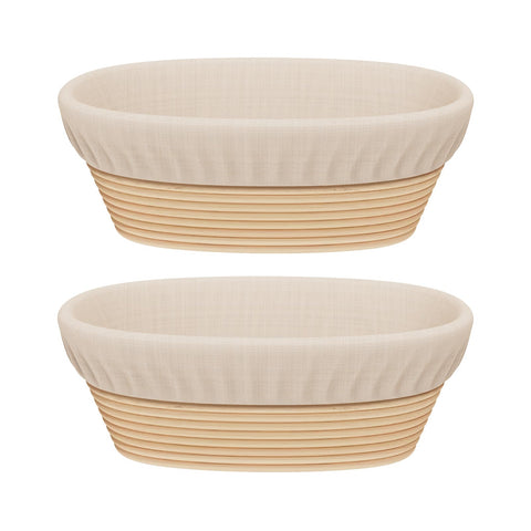 Sondiko oval sourdough banneton 2-pack in natural rattan for proofing
