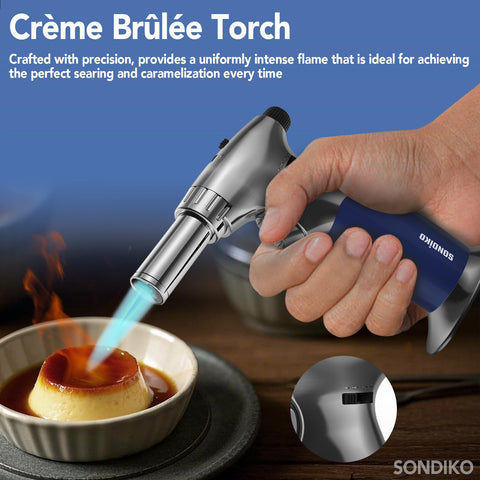 Sondiko torch roasts peppers, blistering skins and enhancing smoky aroma
