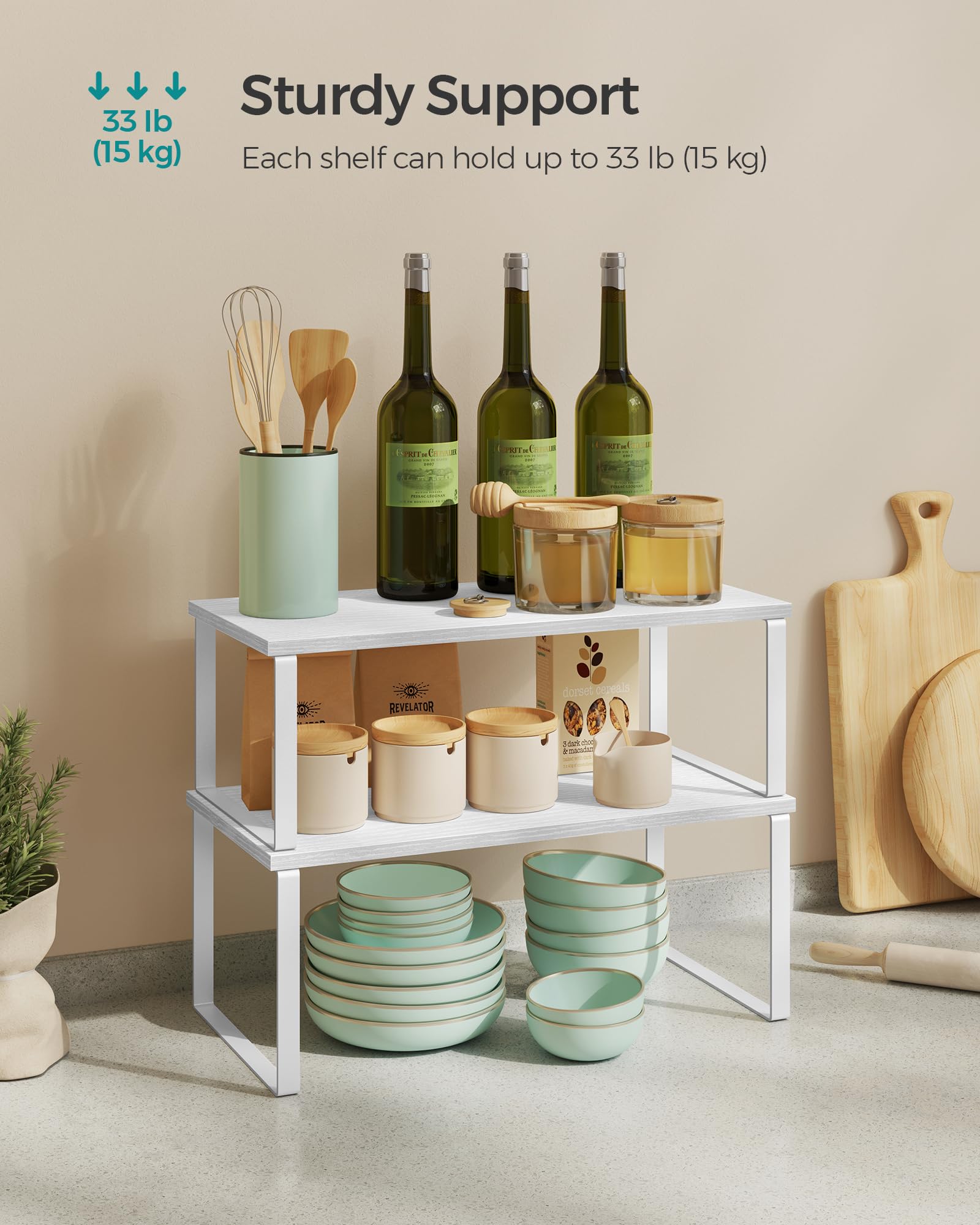 Songmics adjustable stackable design fits varied layouts and grows with your space.