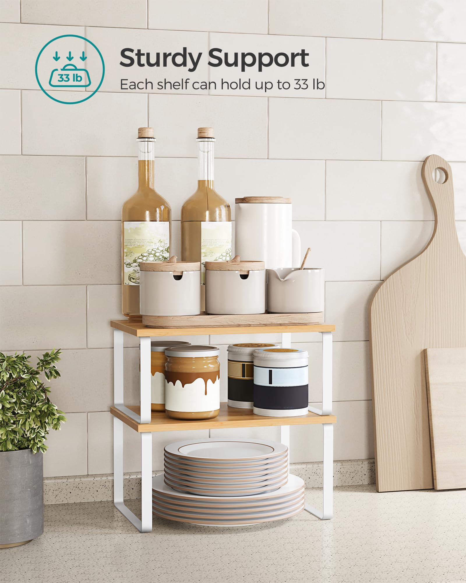 SONGMICS adjustable stackable design, fits various spaces and layouts.